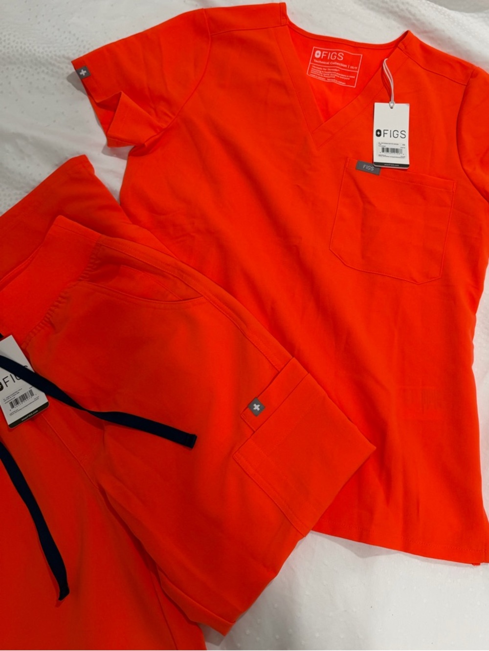 Figs  Orange V-Neck Scrub Set